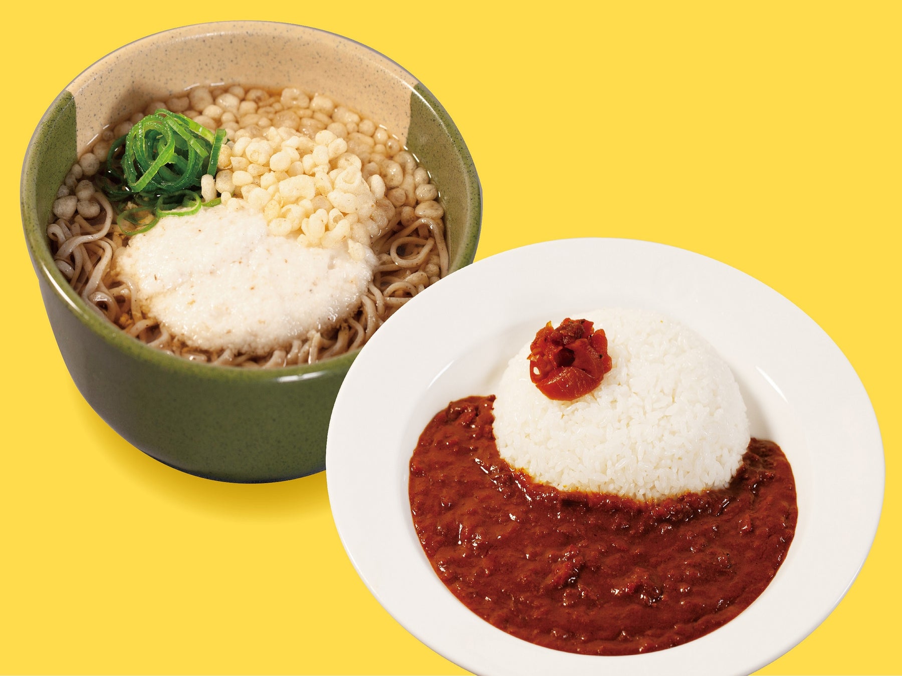 ミニカレーセット ご注文商品+460円 写真:とろろそば・ミニカレーセット 990円