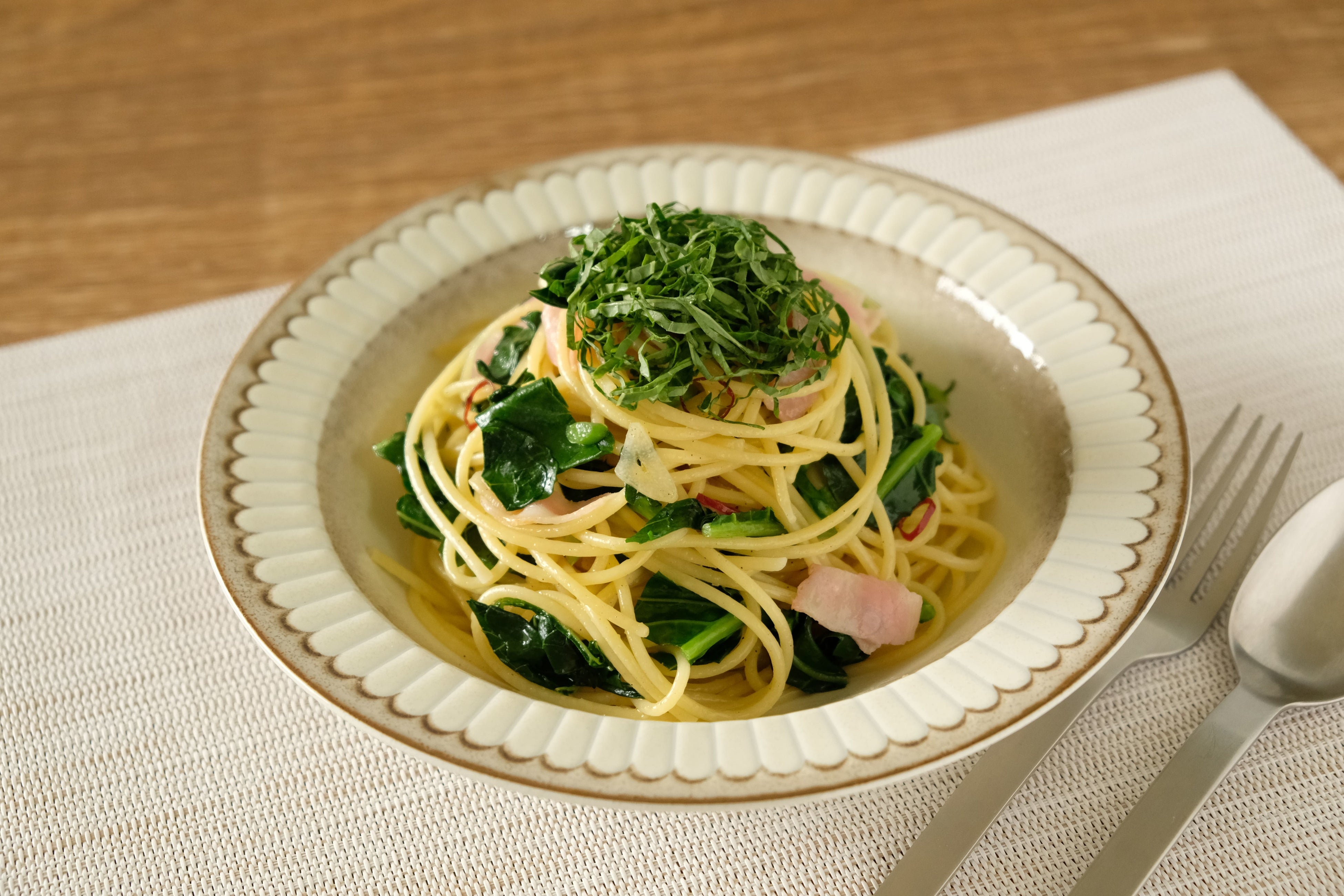 シャキシャキケールのペペロンチーノ