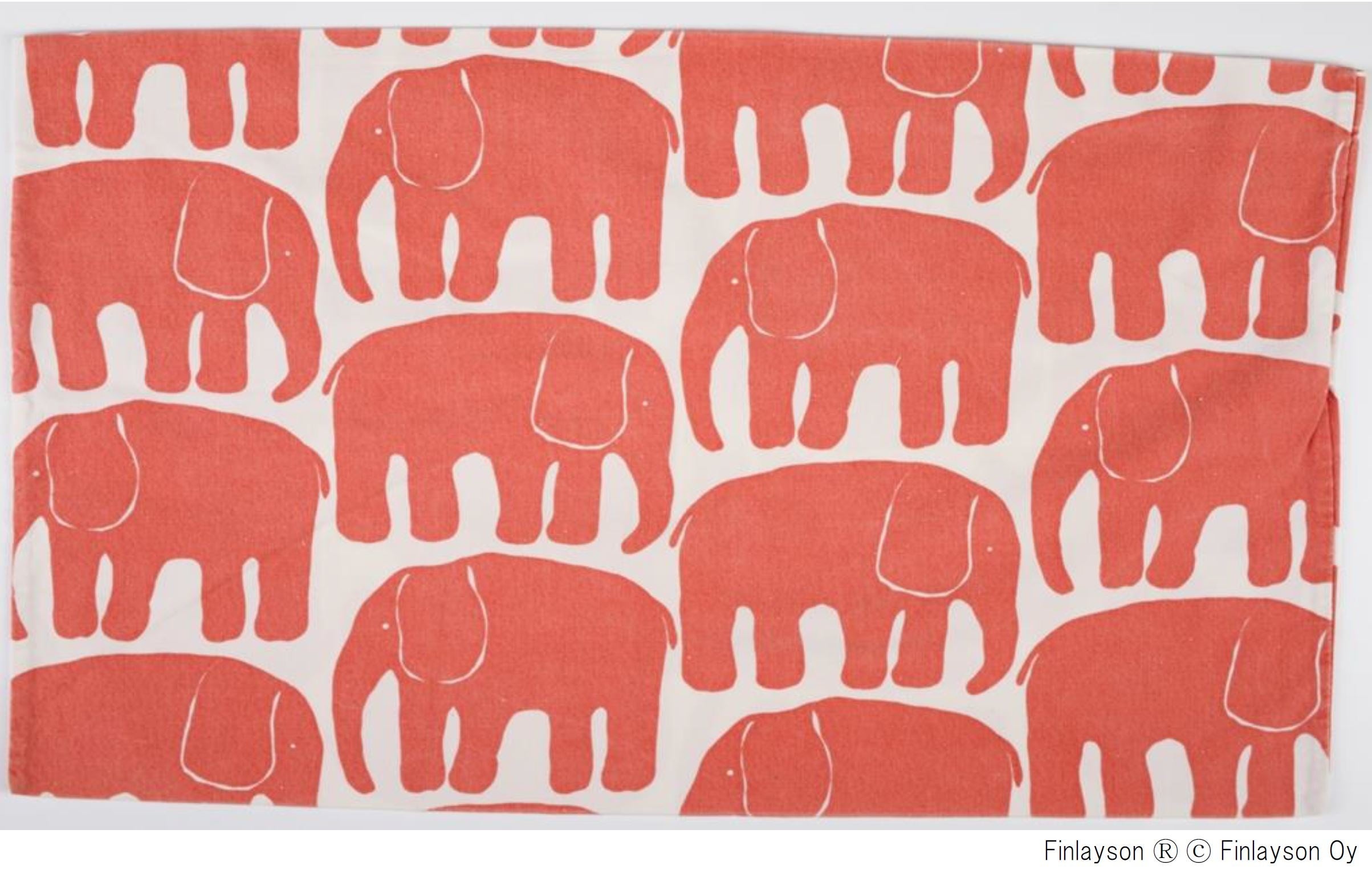 ライナ・コスケラ作、「エレファンティ（象）」寝具用生地（1969年、タンペレ歴史博物館所蔵）