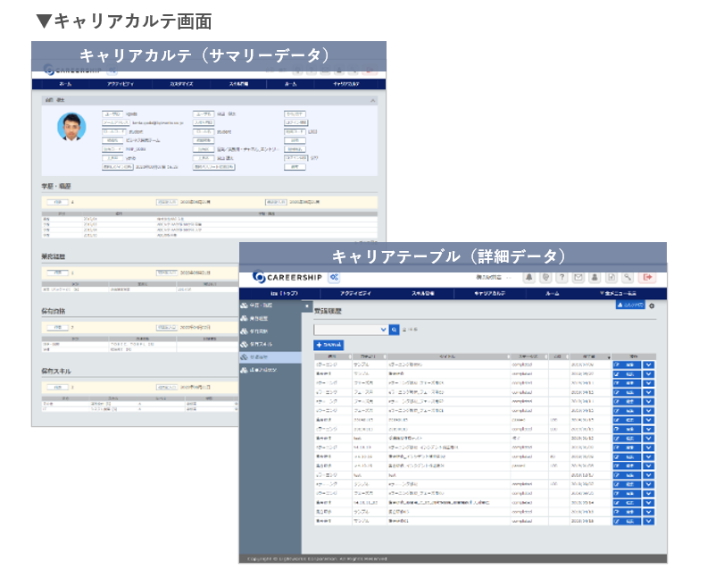 キャリアカルテ機能画面イメージ