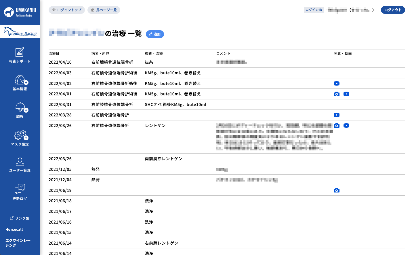 治療一覧ページ