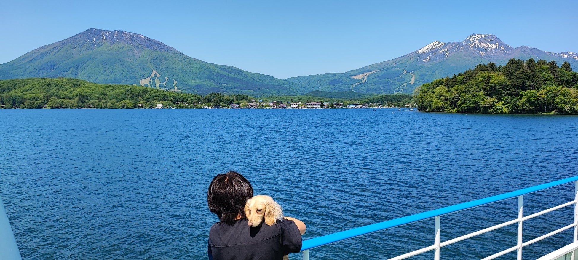 野尻湖で愛犬と遊覧船乗車