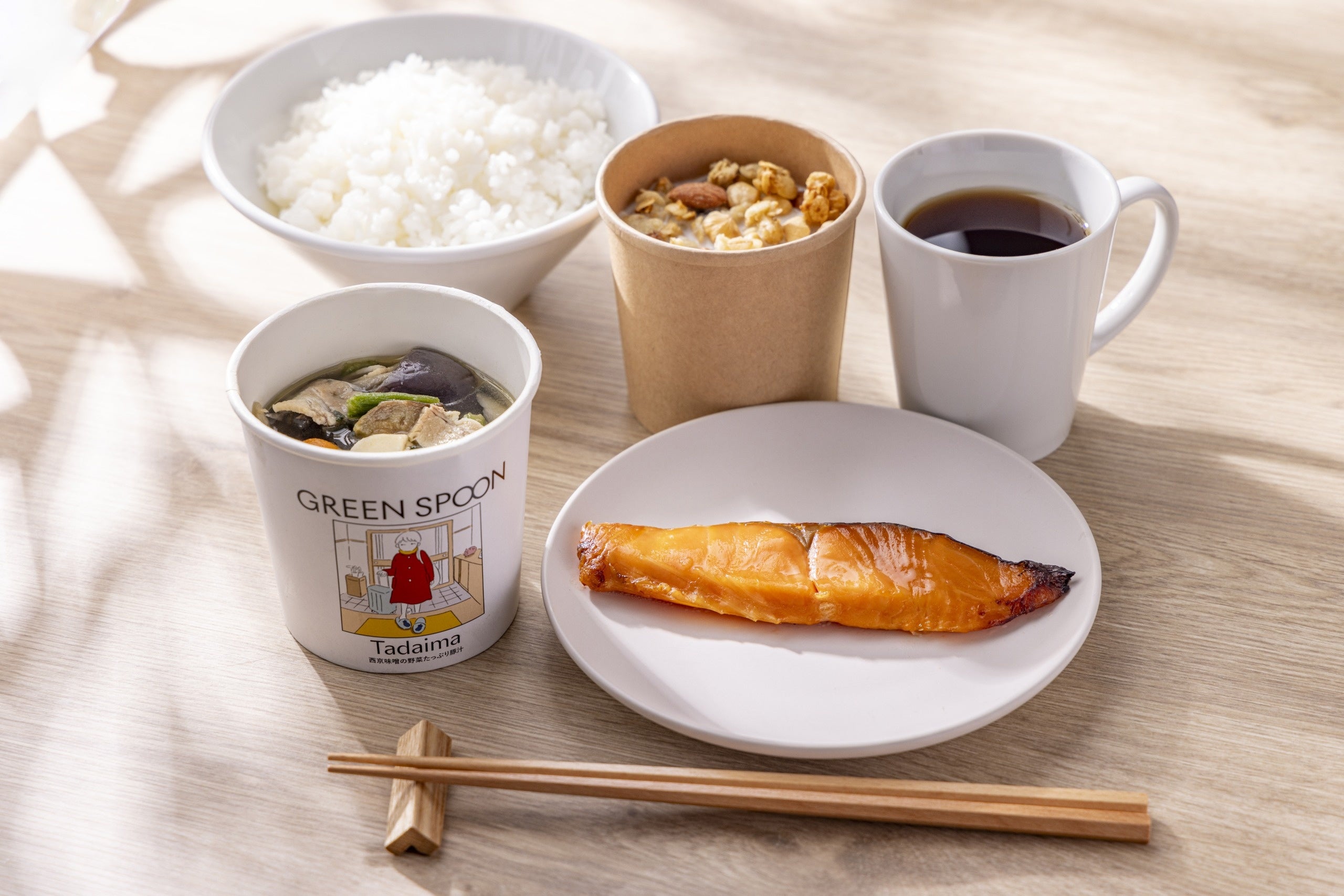 豚汁や焼き魚などの和食メニュー例