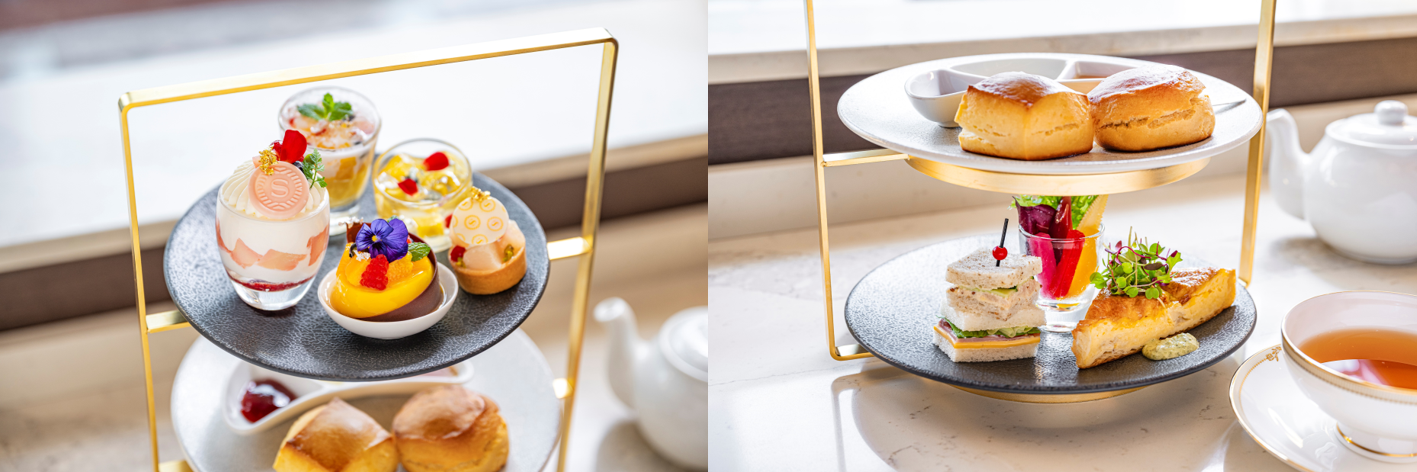 5種類のスイーツ、2種類の焼きたてスコーンやホテルならではのセイボリー