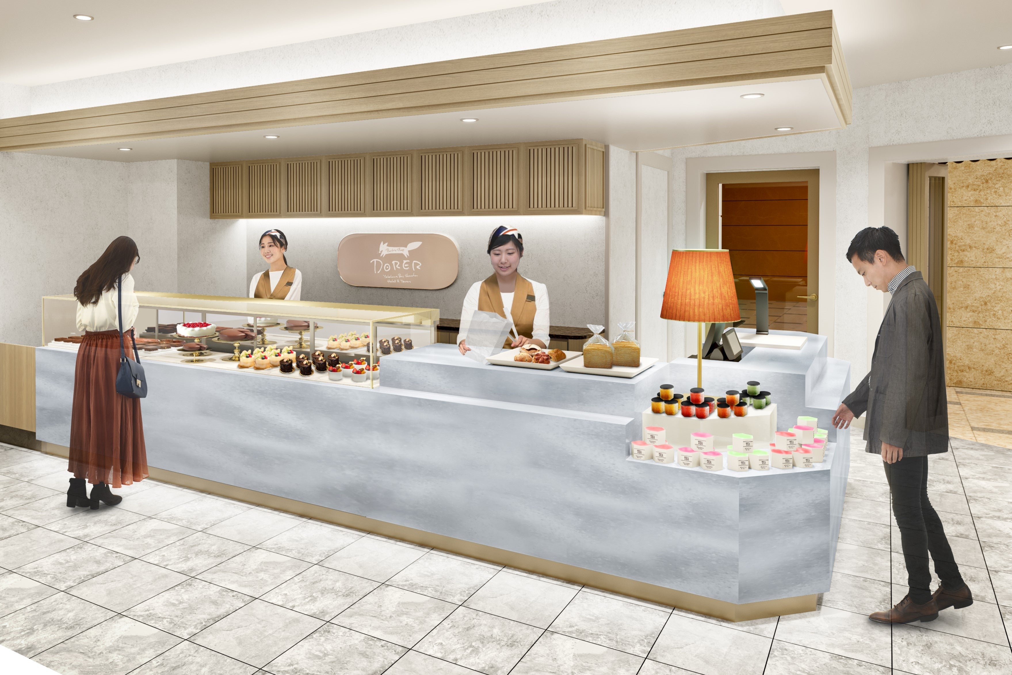 白とゴールドを基調としたモダンなデザインの店舗にリニューアル