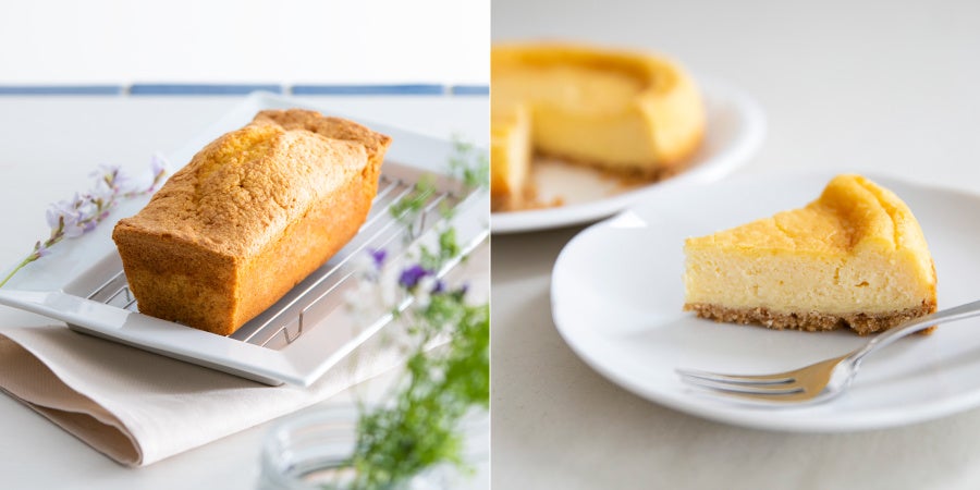 栗原はるみのバターケーキ 3,400円（税込）、栗原はるみのチーズケーキ 3,990円（税込）