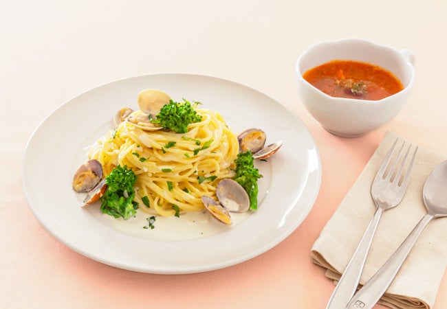 「あさりと菜の花のレモンクリームパスタ」