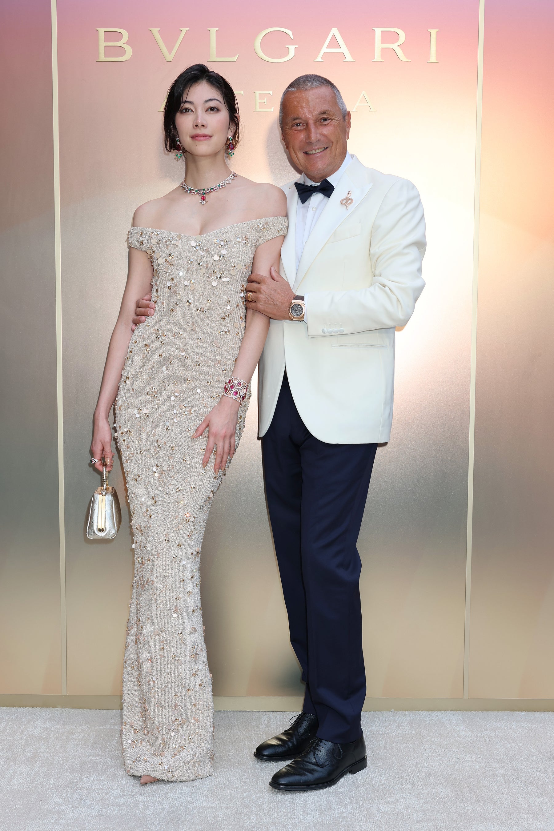 森 星とブルガリ グループ CEO ジャン-クリストフ・ババン