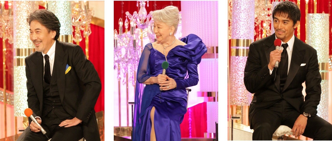 左より：役所広司さん、草笛光子さん、阿部寛さん