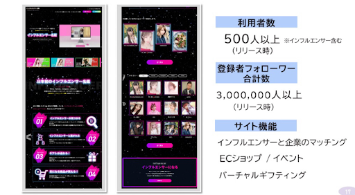 Japanese influencer.comのスクリーンショットです