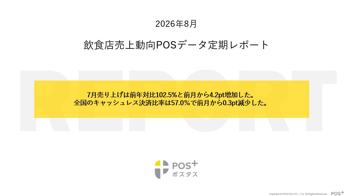 飲食店の7月売上、前年比102.5%に上昇 キャッシュレス比率は57.0%でやや減少