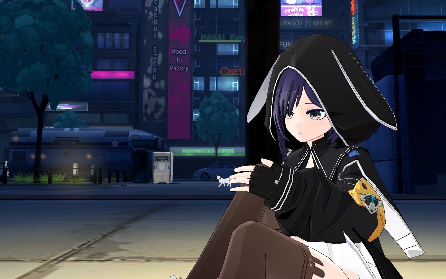 もちろん、通常衣装だって超かわいい！フードをかぶって自分の世界へ…