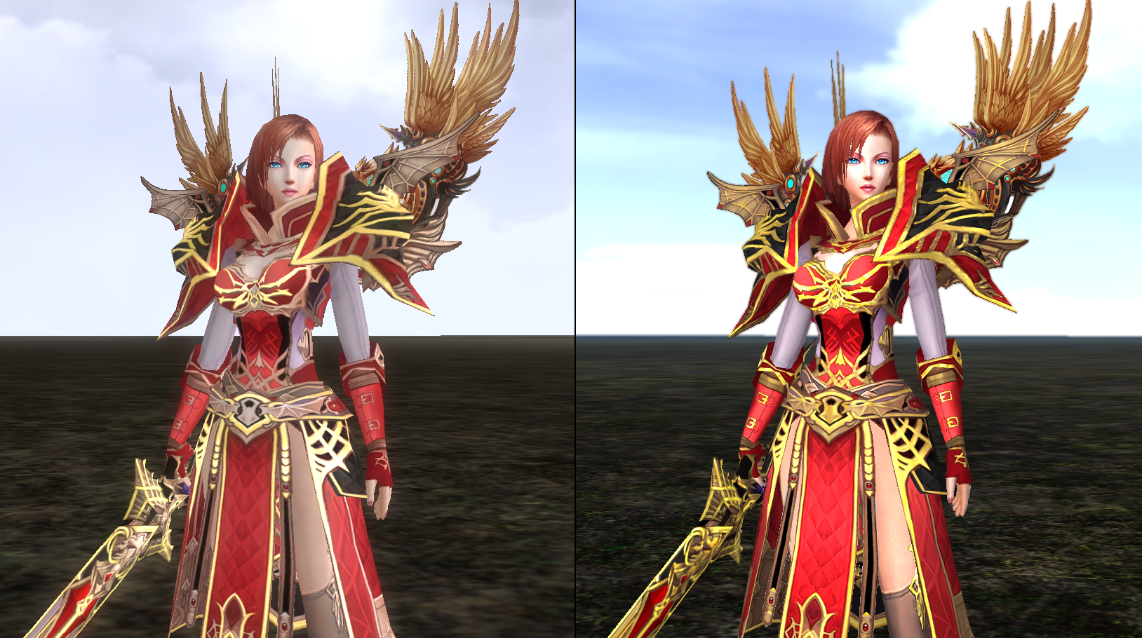 ​左側がグロー効果を適用した「新生R.O.H.A.N」の画像、右側が「R.O.H.A.N. Revision」の画像