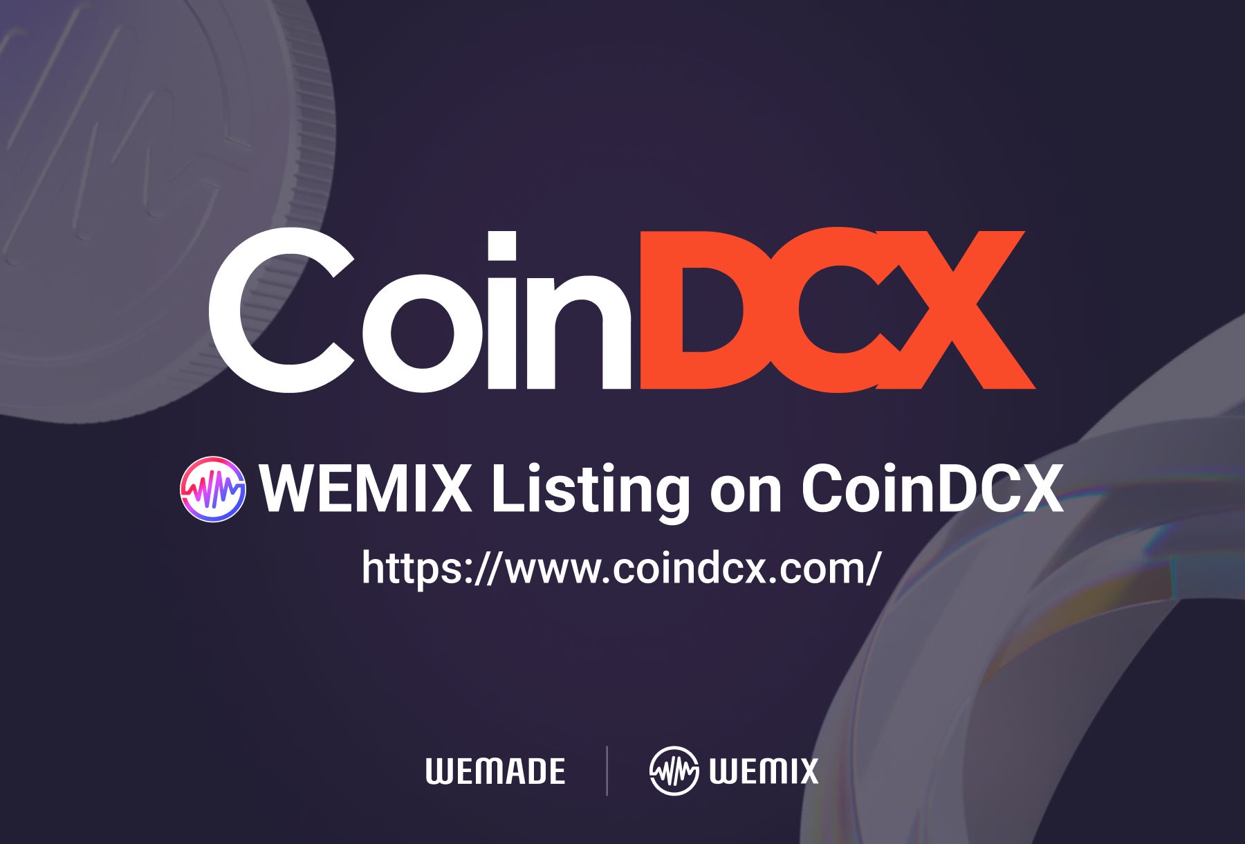 WEMIXのユーティリティコインWEMIXがCoinDCXに上場 WEMIXのユーティリティコインWEMIXがCoinDCXに上場