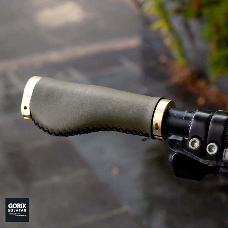 レザーロックオングリップ　ブラック　新品未使用 GORIX 自転車グリップ レザー エルゴ おしゃれ サイクルグリップ
