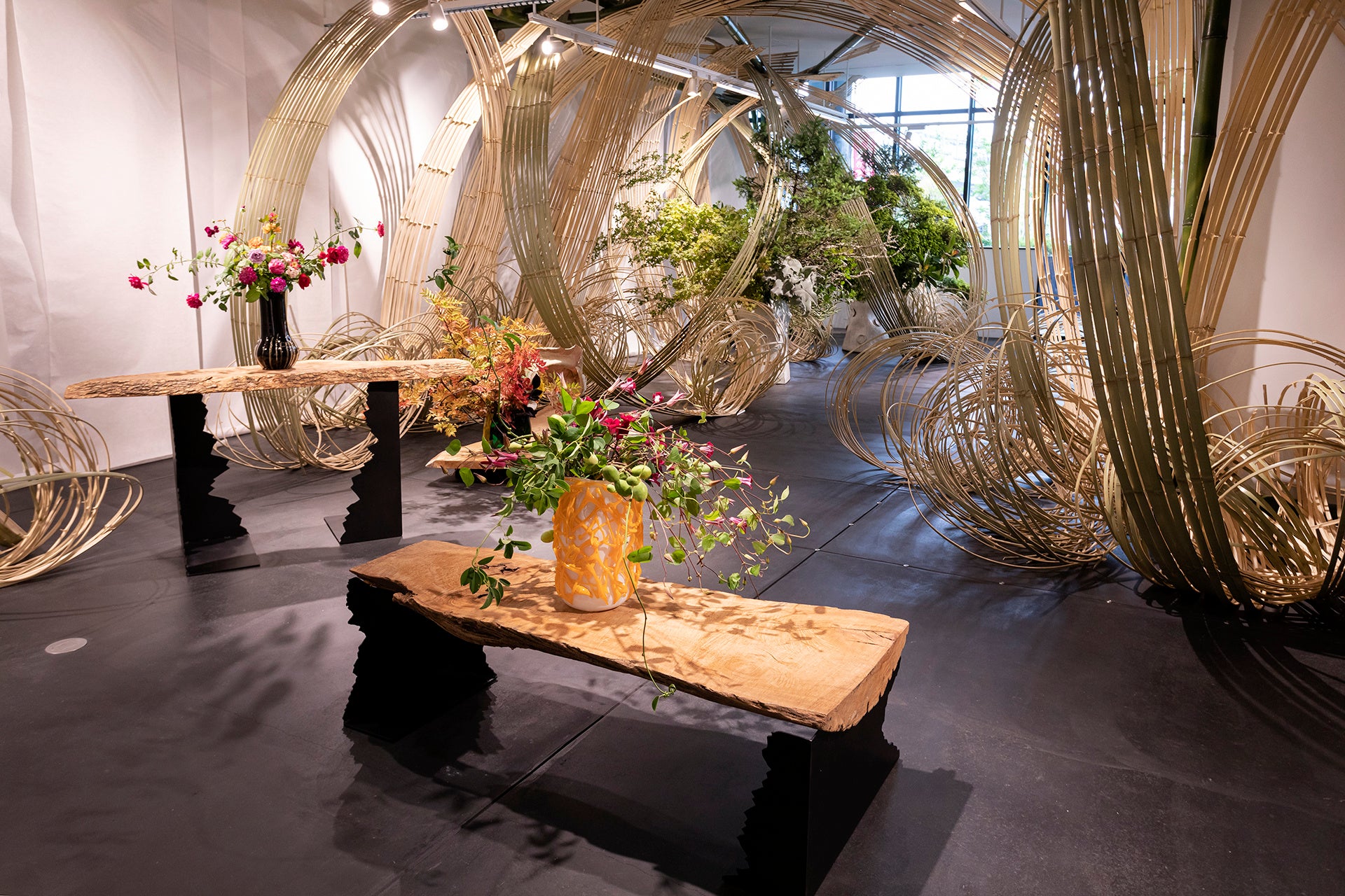 家元継承20周年記念 勅使河原茜展 むすぶ（2021年／京都・草月WEST／Photo：Naoki Fujioka）