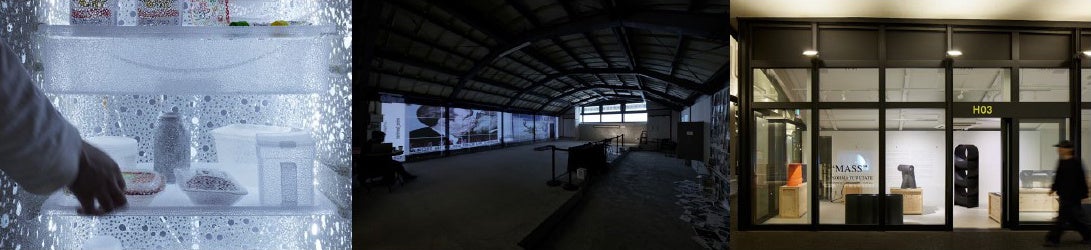 昨年の展示の様子　左から： Nina Nomura_ Takuya Mic Mitsunaga_Sohma Furutate at HIBIYA OKUROJI  ©Nacasa & Partners