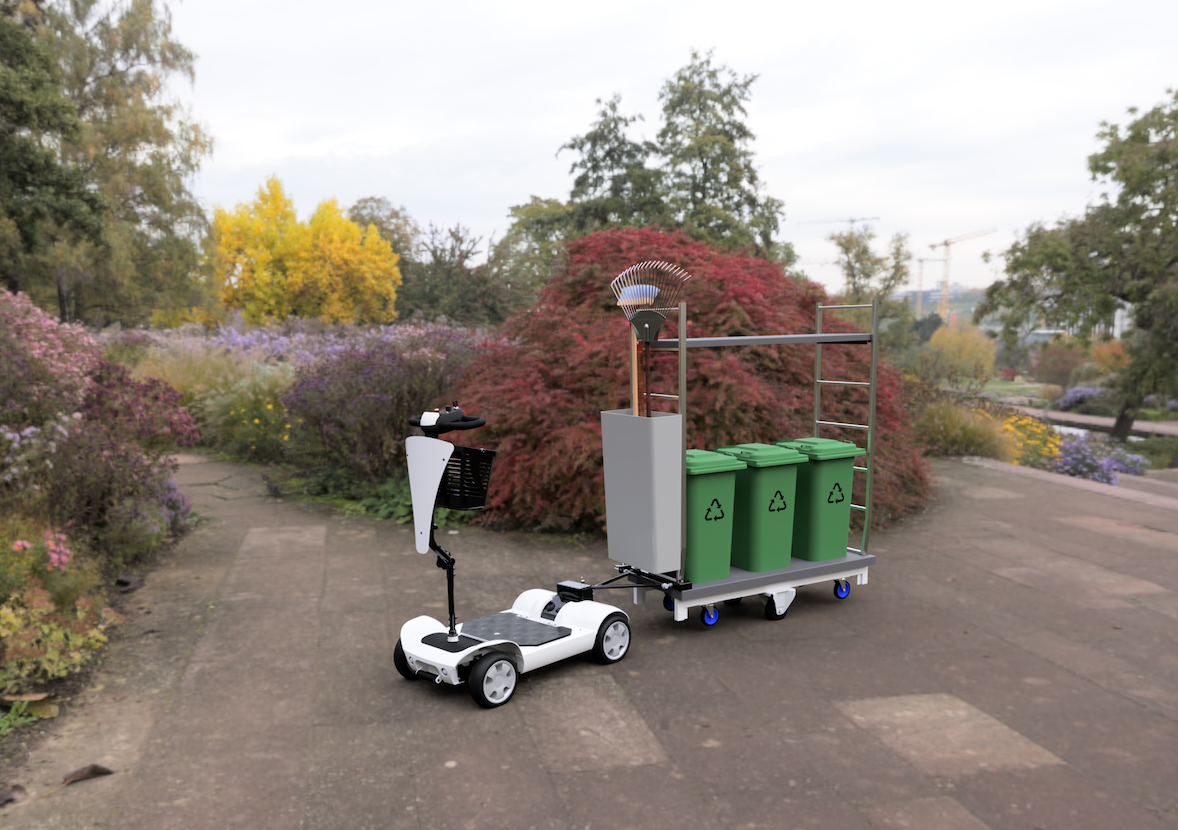 ゴミ箱を牽引することも