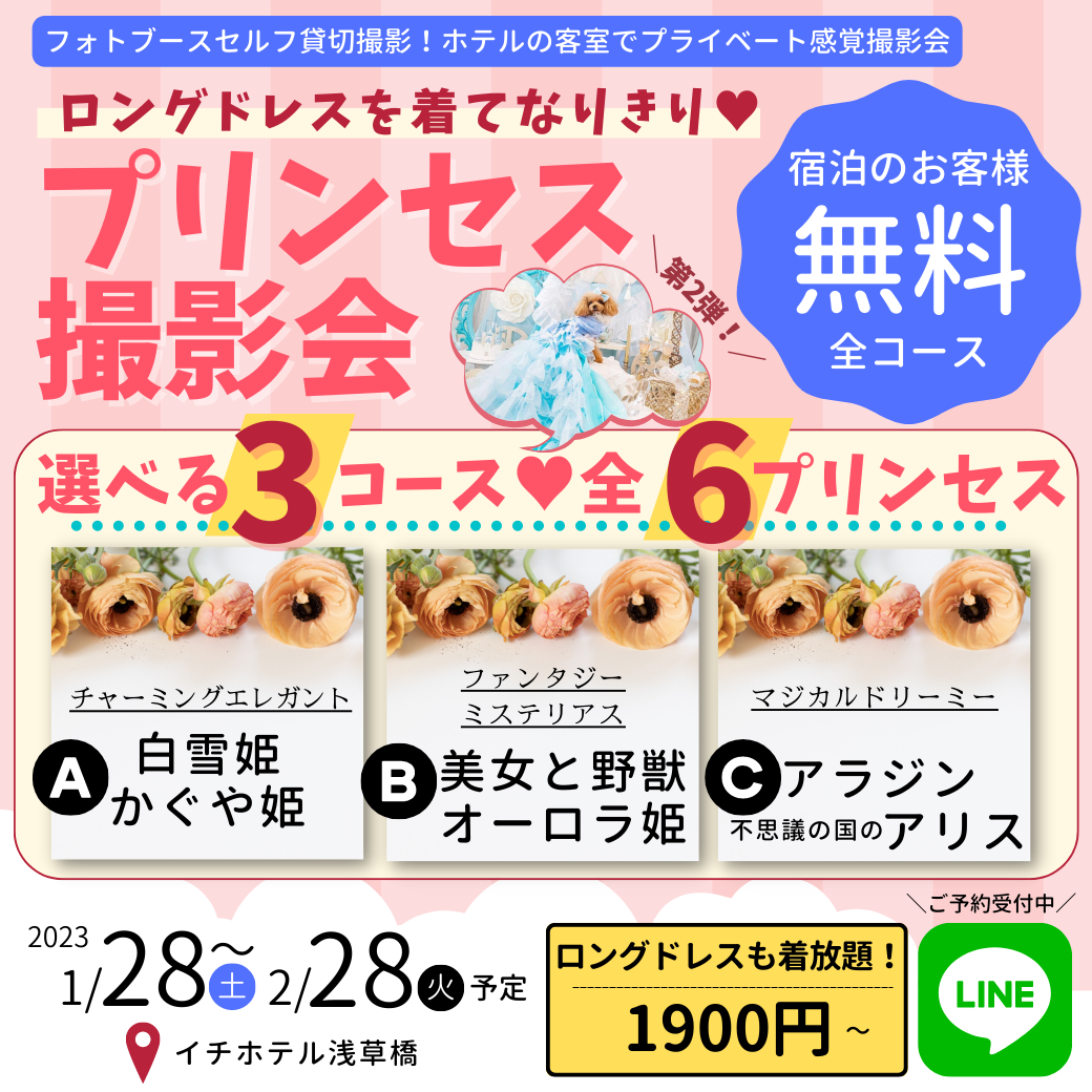 第2段プリンセス撮影会　今回は更にパワーアップし全6プリンセスになり切れるイベントに