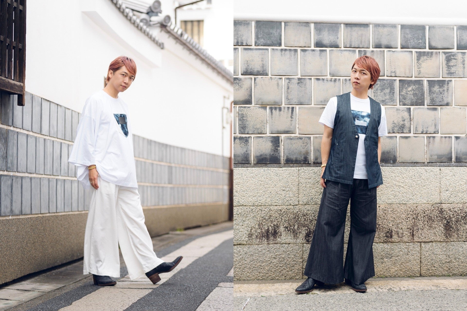 ✨新品未使用✨青木被服　AOKI DENIM ブラックパンツ LL 青木被服×立花慎之介】光沢感あふれるシルクデニムのフレア