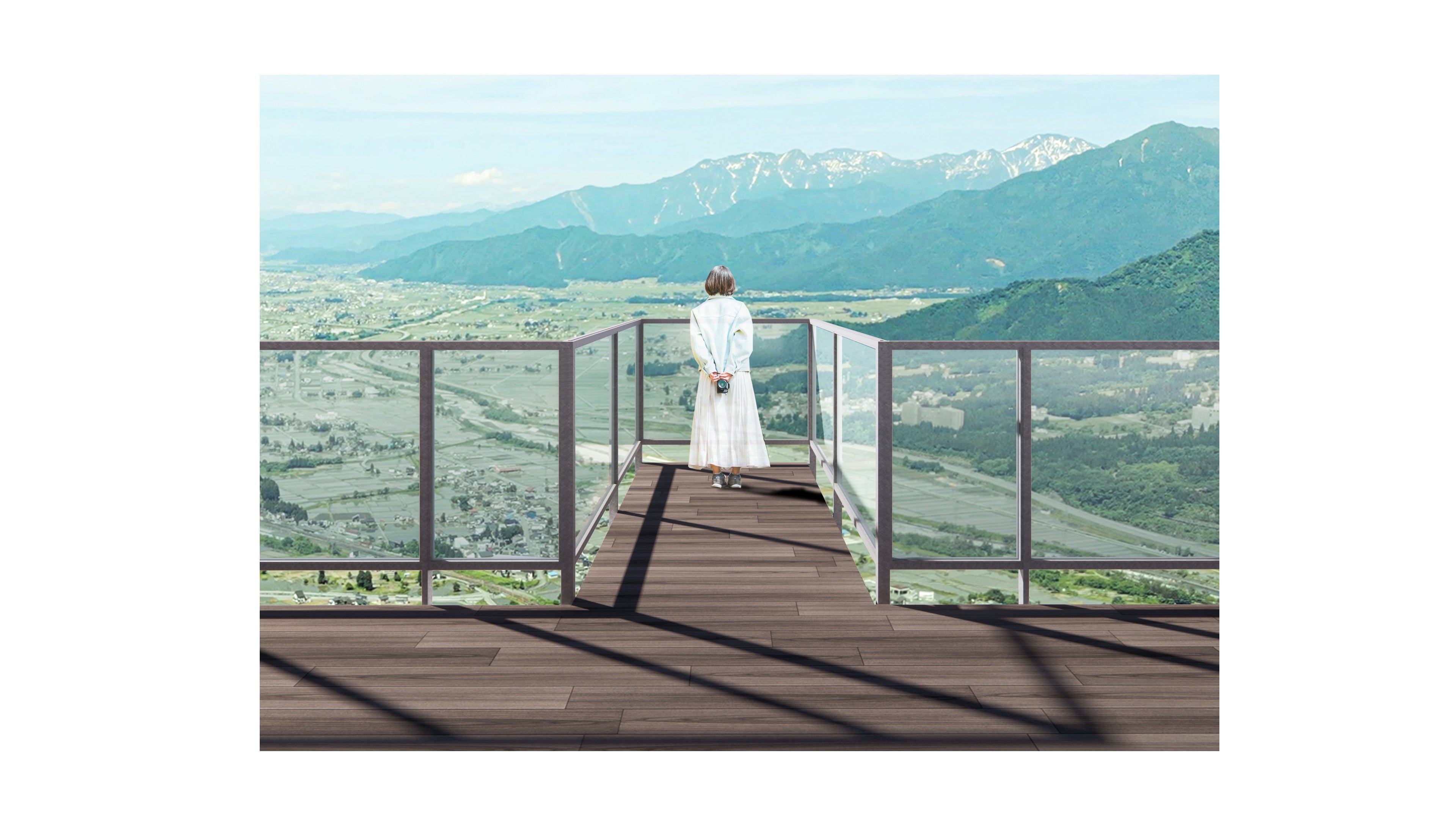 魚沼盆地を一望できる新展望テラスのデッキ(イメージ)