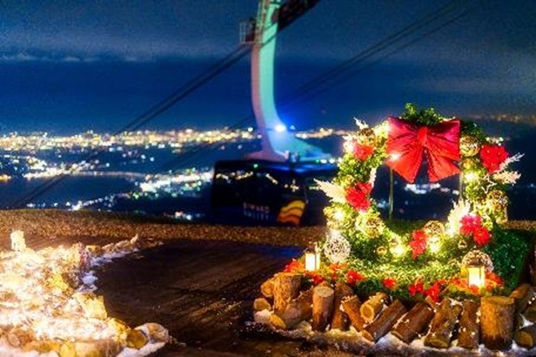 クリスマスガーデンから望むびわ湖の夜景