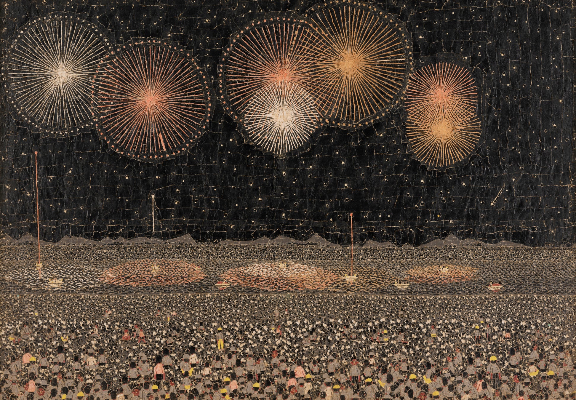 《長岡の花火》貼絵/1950(昭和25)年 ©Kiyoshi Yamashita/STEPeast 2022