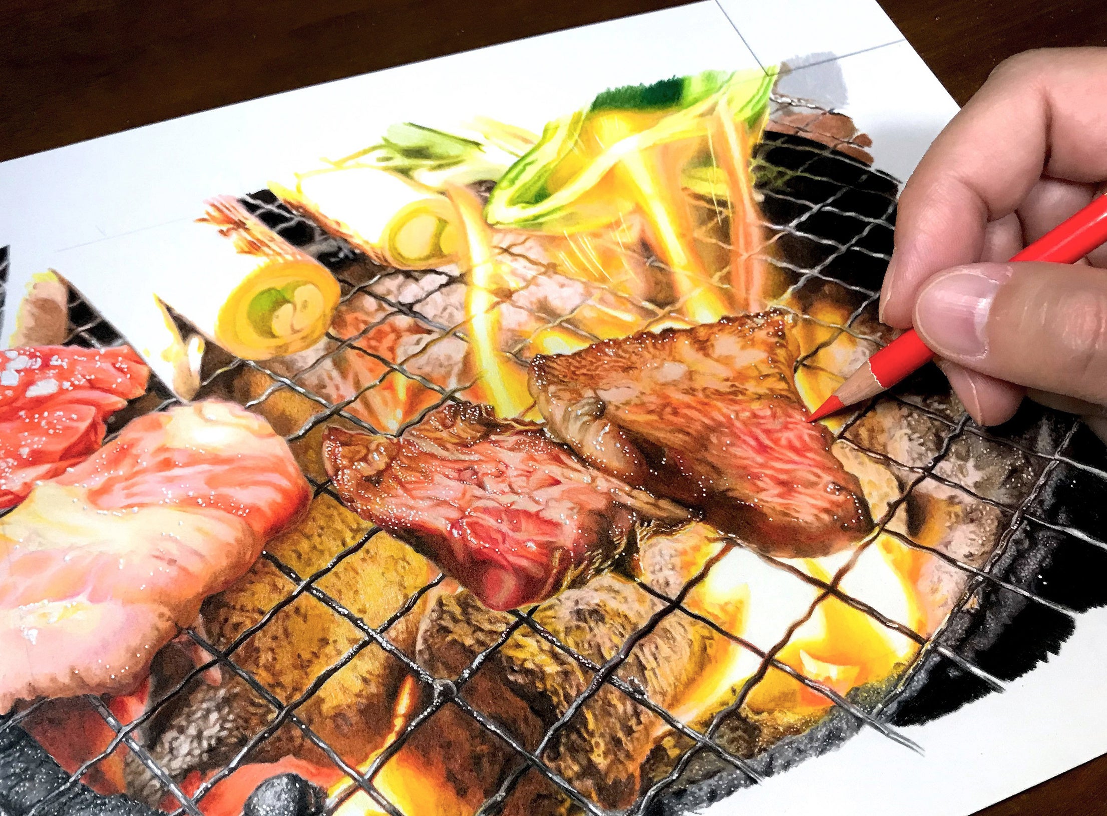 失墜、色鉛筆画、B2サイズ　展覧会出品作品 作品の紹介 @tica_sotoda +++ 『えれめんと -土の道標-』 2025年