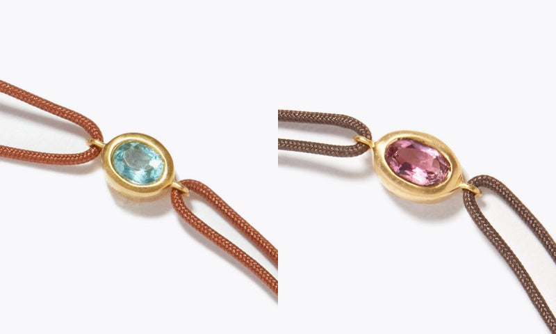 (左) アパタイト／(右) ピンクトルマリン