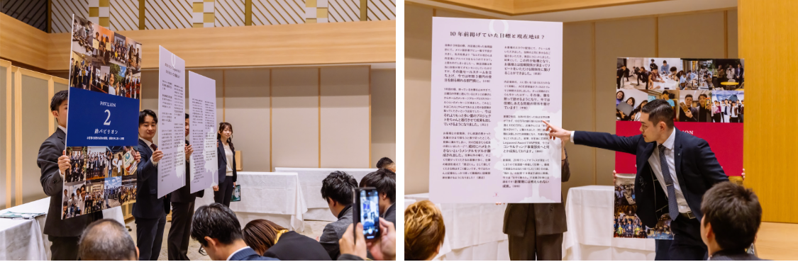 写真とエピソードが掲載されたパネル