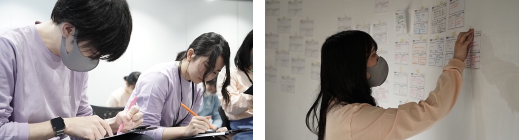 個人での内省後、各社員のワークシートを張り出し全員で内容を共有