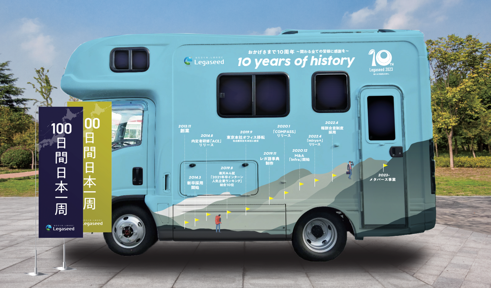 「100日間行脚」で全国を走るオリジナルキャンピングカー