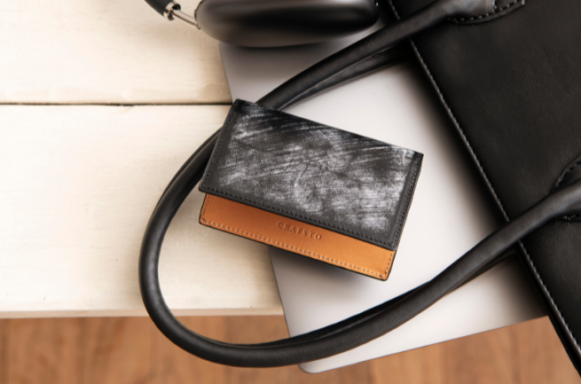 ブライドルレザー薄型名刺入れ　ブラック