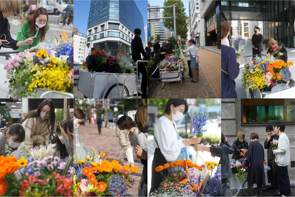 花を前にするとみんなが笑顔になりました。