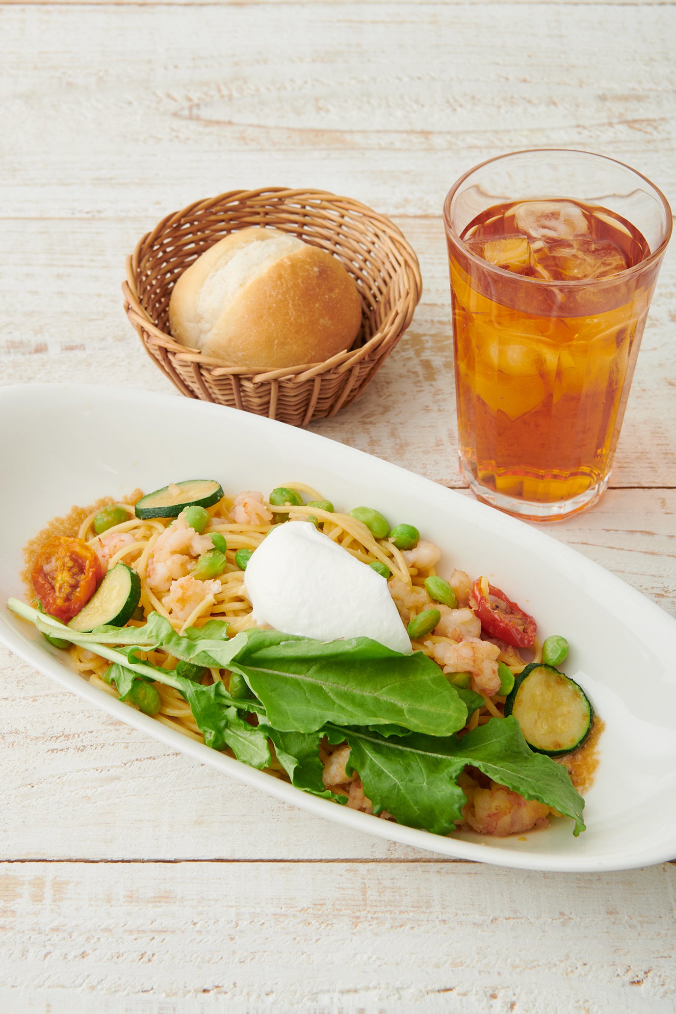 そぼろ海老のジンジャーレモンパスタ