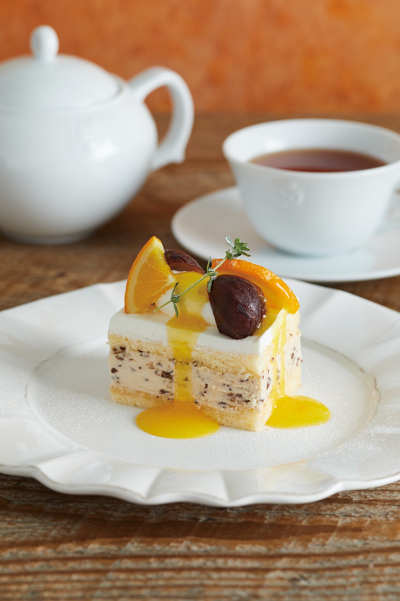 渋皮栗とオレンジのショートケーキ