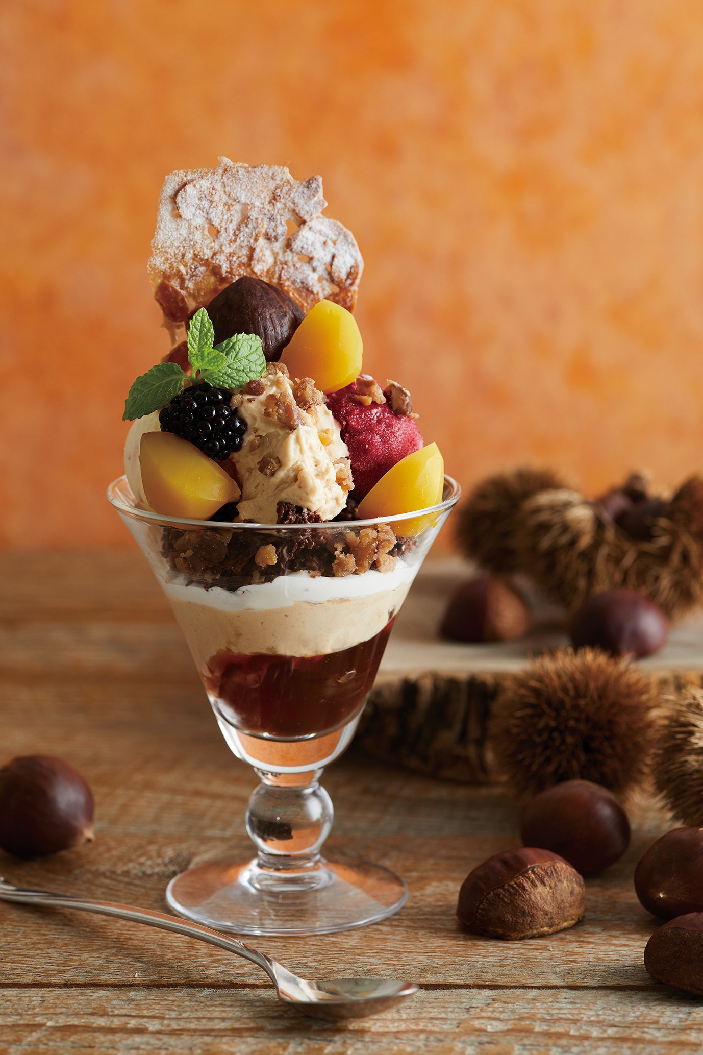 渋皮栗とカシスのパフェ