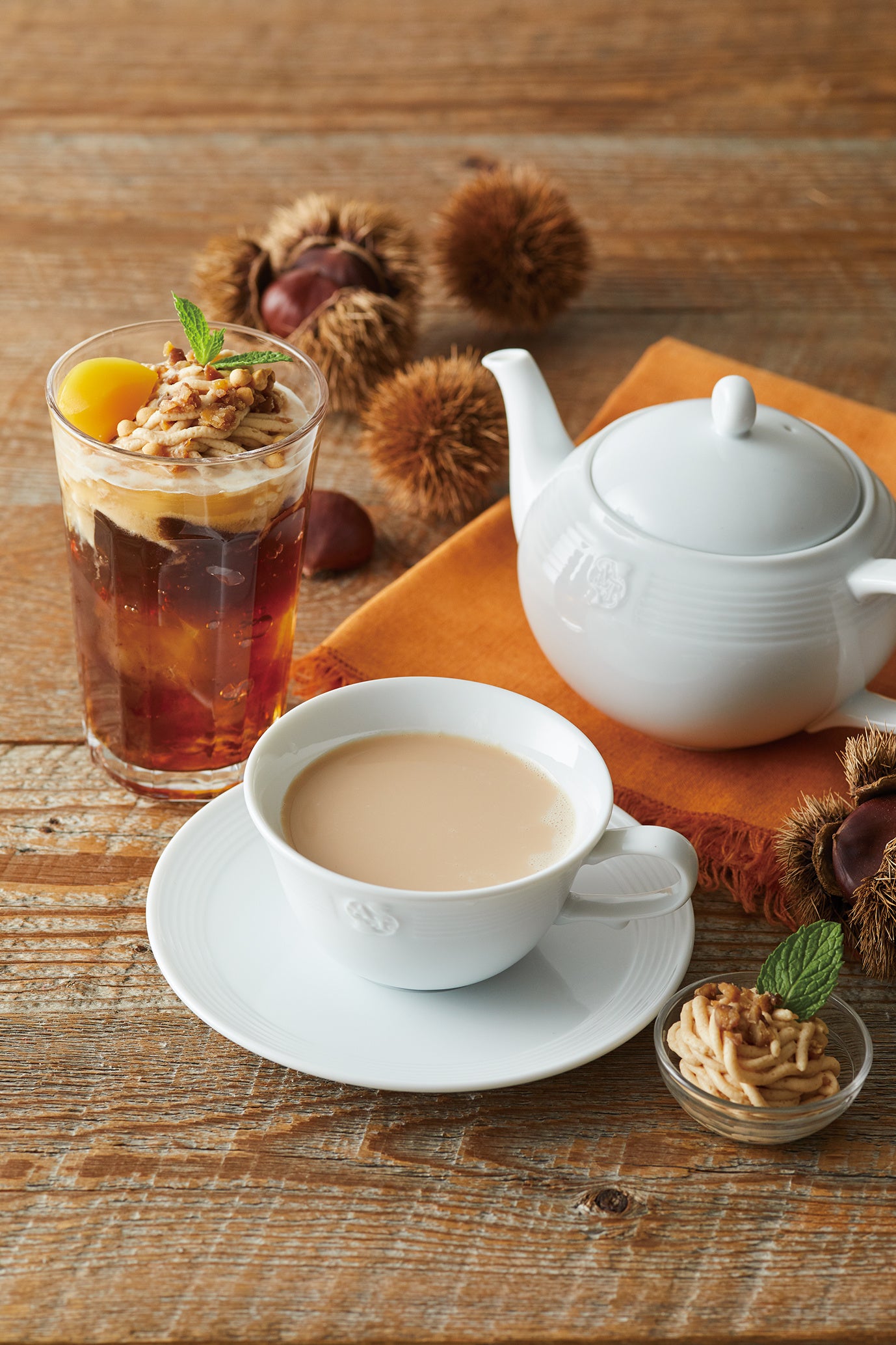 栗とほうじ茶のジュレッティー＋マロンミルクティー