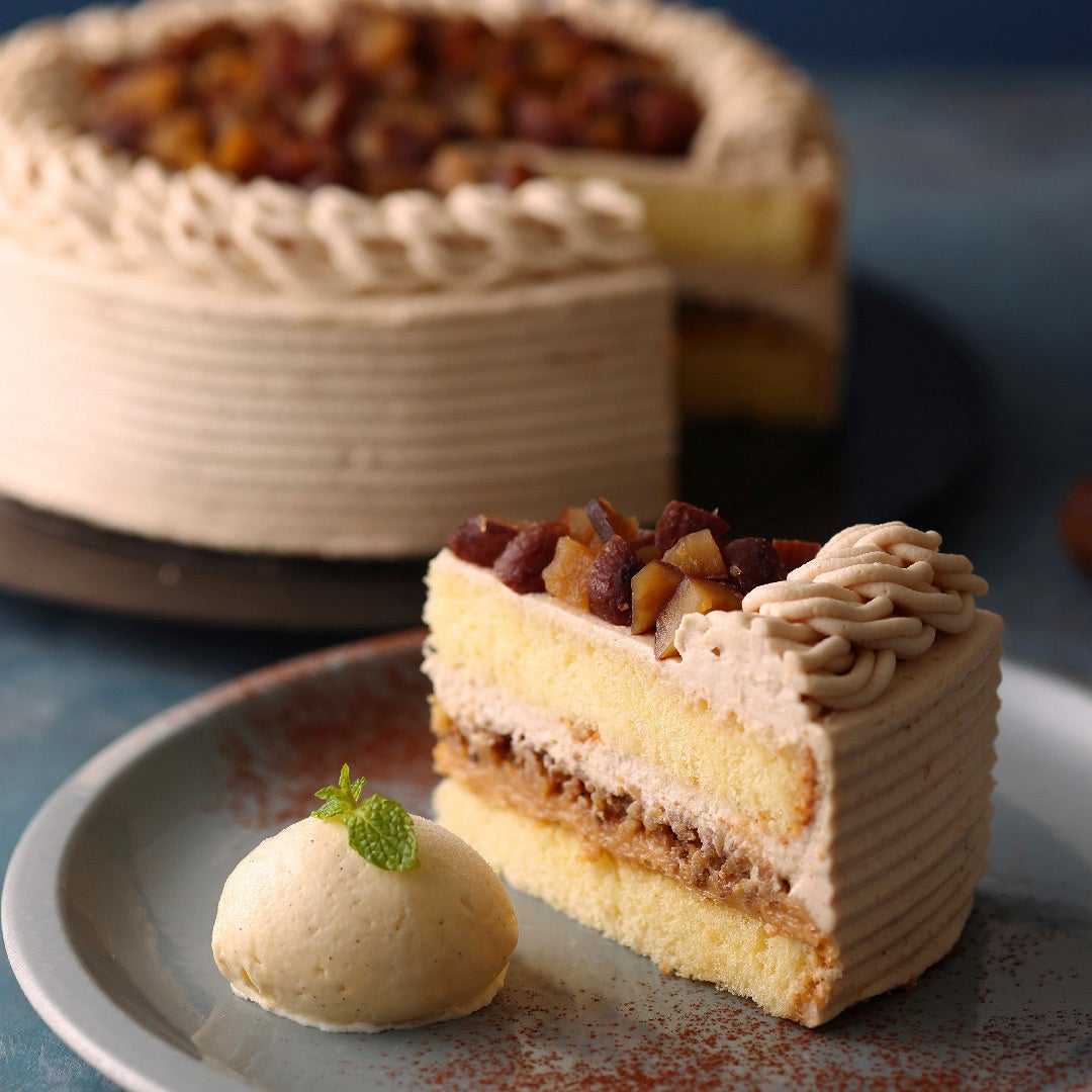 栗のショートケーキ バニラアイス添え