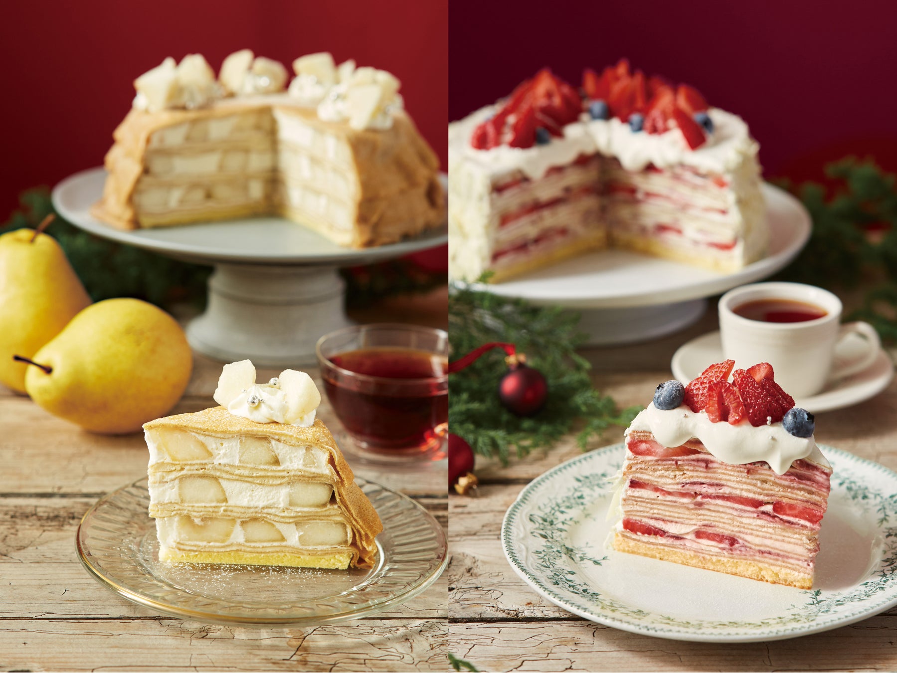 ル レクチェのミルクレープ+ベリーとマスカルポーネのクリスマスミルクレープ