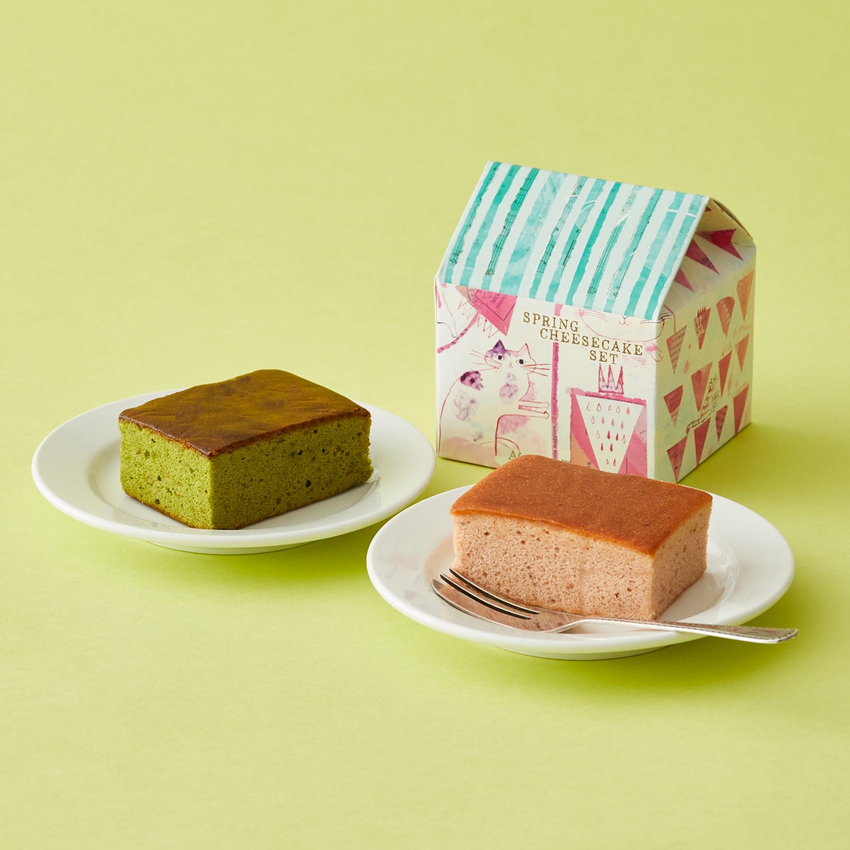春のチーズケーキセット 苺＆抹茶