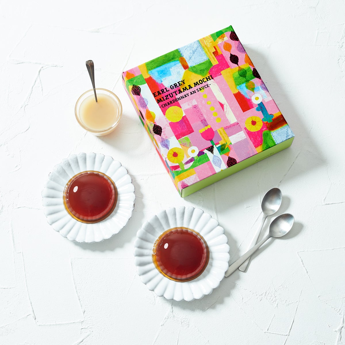 アールグレイ水玉もち　シャルドネ白あんソース