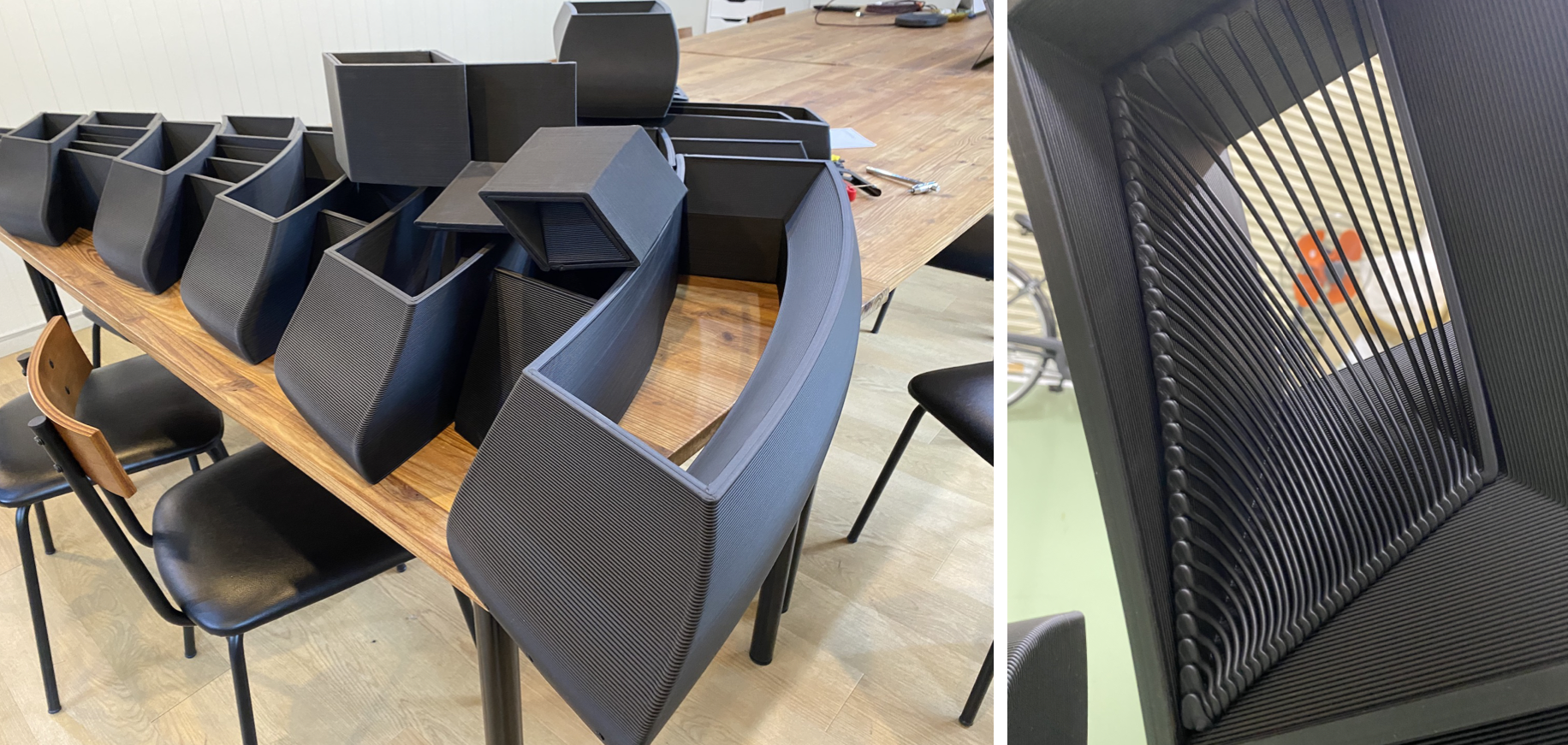 分割造形したパーツとスピーカーグリル