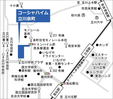 コーシャハイム立川泉町　周辺地図