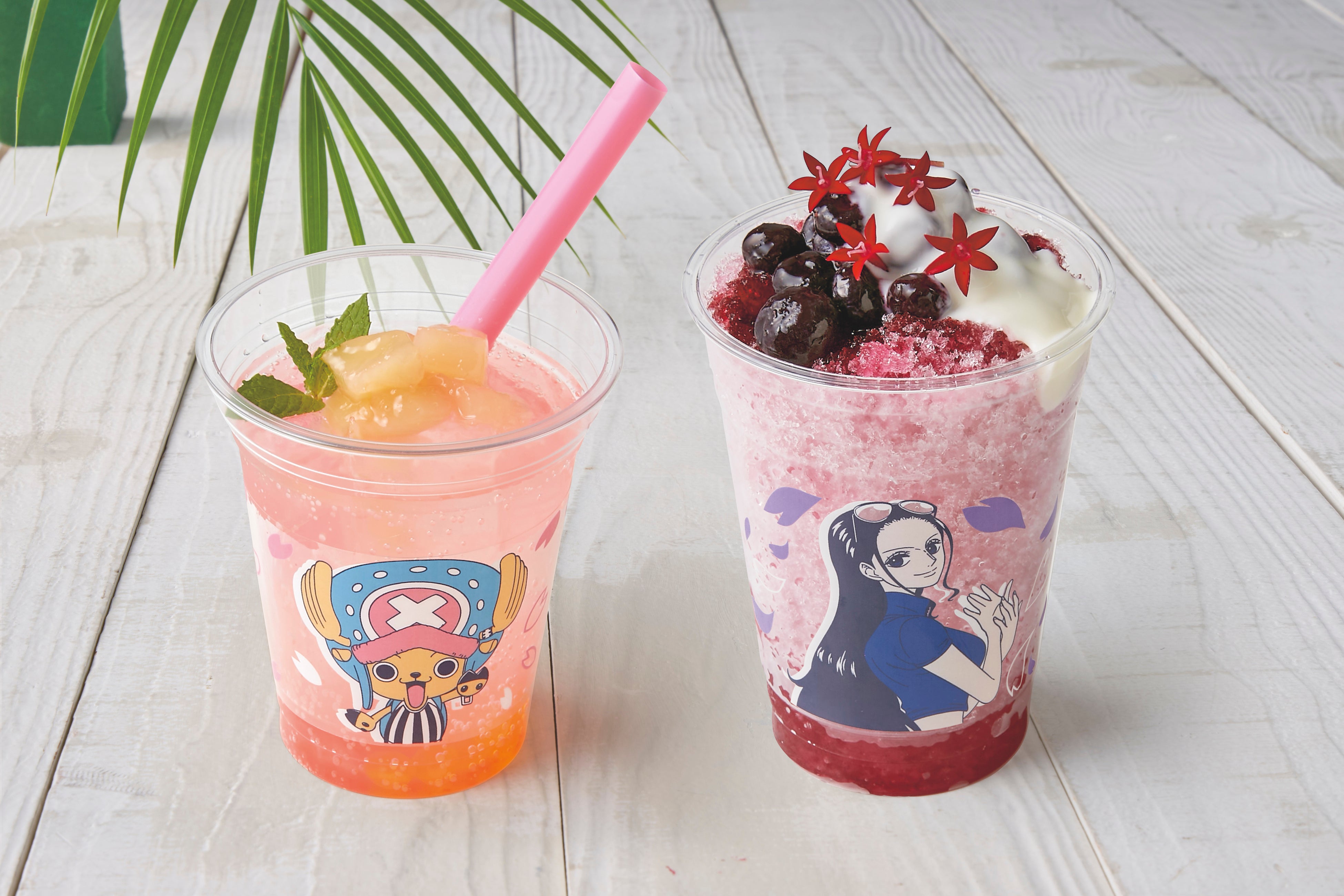 チョッパーのフルーティー・ピーチソーダー・ロビンのハナハナ・ブルーベリーフラッペ