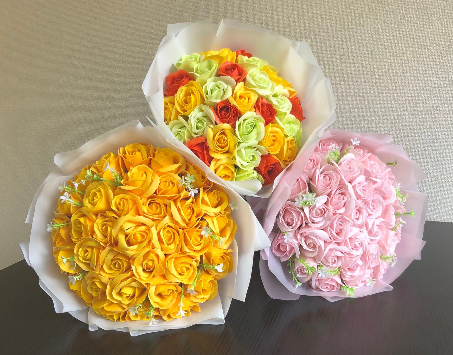 ブルー 33本 Scamper ソープフラワー バラ ブーケ プレゼント 人気 女性 花束 誕生日 造花 通販 激安 Scamper