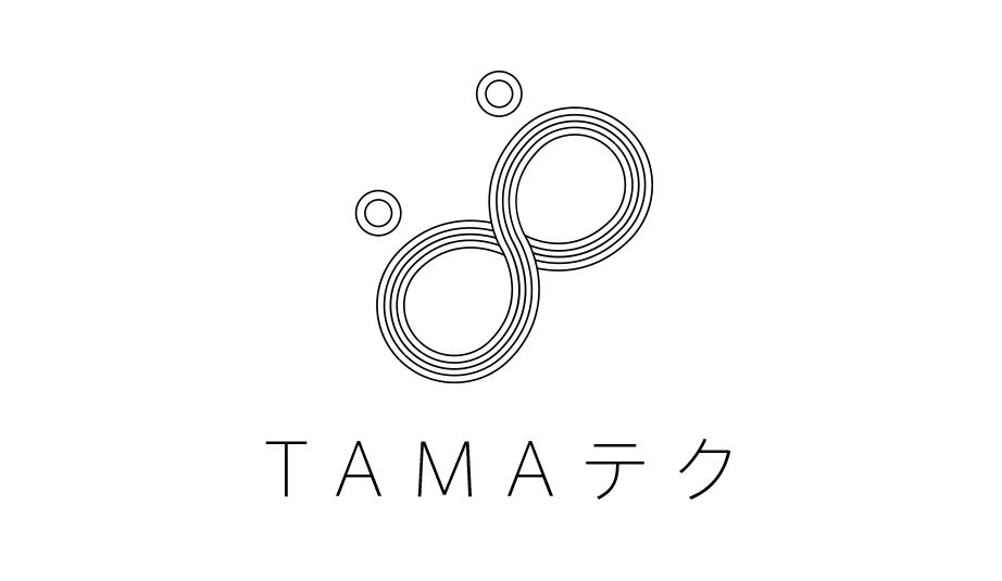 「TAMAテク」ロゴ：まちづくりを通して、人と人とがつながり合うこと、人とのつながりを大切にすることを表現しました。「スマートシティ」はいつも人の豊かな生活を思い描くところから始まると私たちは考えます。