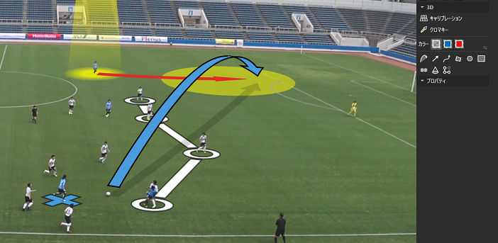 簡易3Dアナライザー機能は映像を静止した状態でフィードバック効果の高いハイライトツールをキャリブレーションせずに画面に追加することができます。
