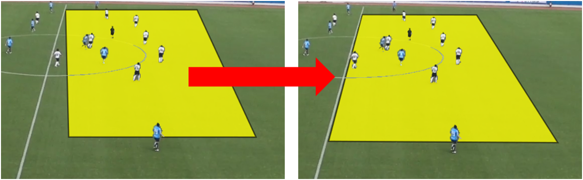 コート上のラインとハイライトツールが一致して表示されます。