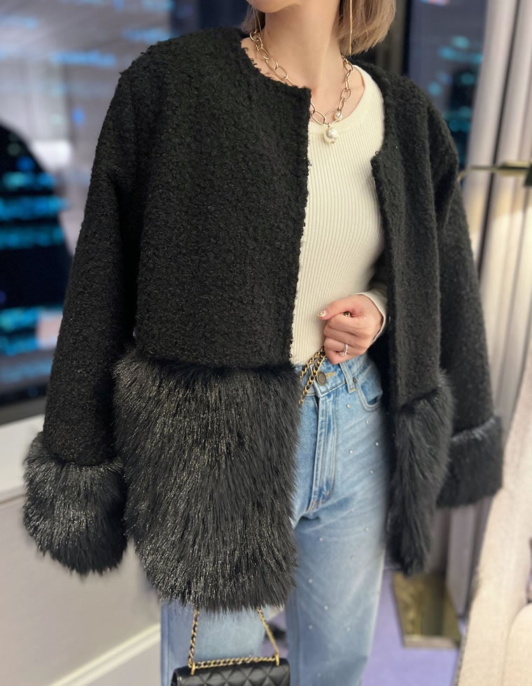 エムズグレイシー 2023年仲秋 フェイクファーノーカラージャケット M'S GRACY 2023 Autumn&Winter Collection | msgracy